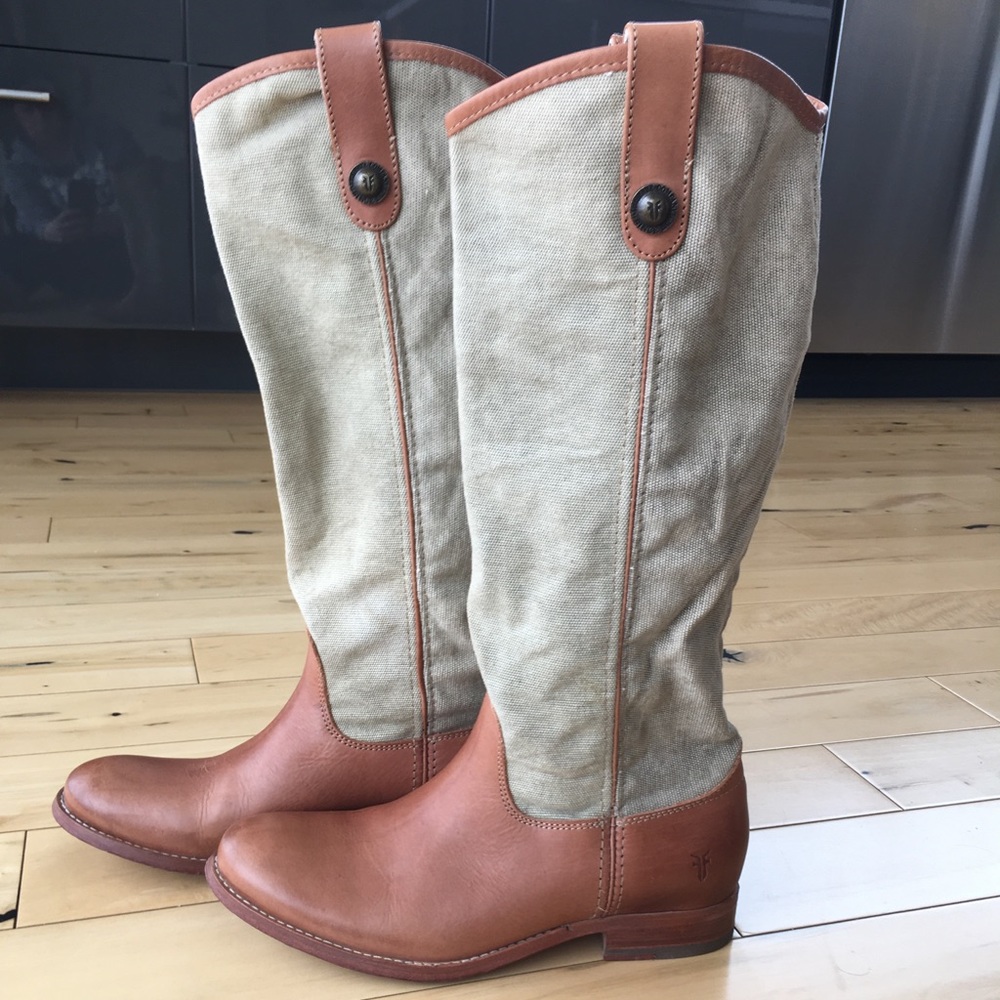 Frye Melissa Canvas Riding Boot Women Size 7.5